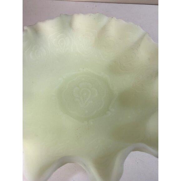 Vintage Fenton Uranium Custard Glass Candy Dish Art Deco Depression Vaseline - Picture 5 of 9